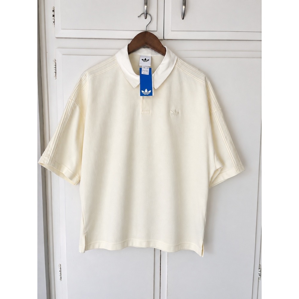Adidas Originals Adicolor Heritage Now Polo Shirt Cream White Mens Medium NEW
